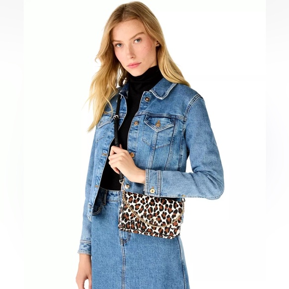 New Kate Spade Madison Spotted Leopard Willow Small Flap Crossbody Cream Multi - Picture 2 of 4